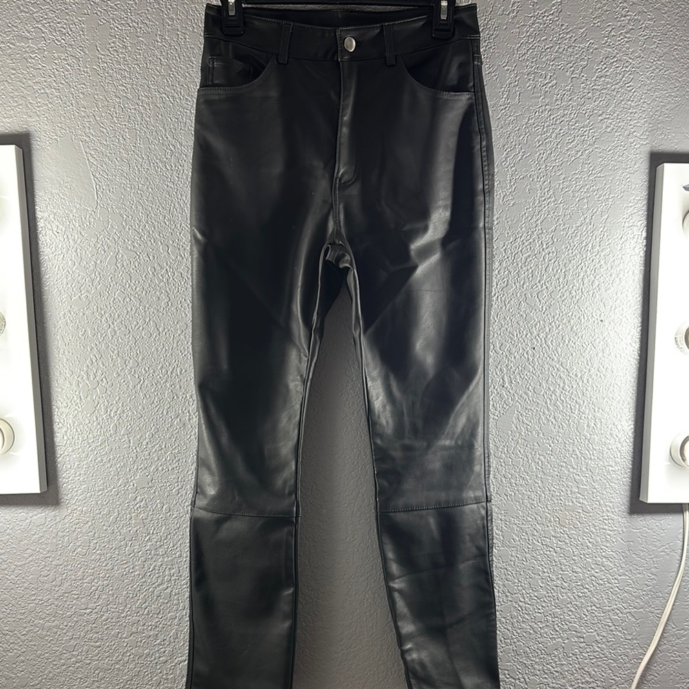 H&M Black Faux Leather High Rise Pants